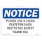 Signmission OSHA Notice, 5" Height, Please Use A Clean Plate For Each Trip To Sign, 7" X 5", Landscape OS-NS-D-57-L-17609 - alternate 1